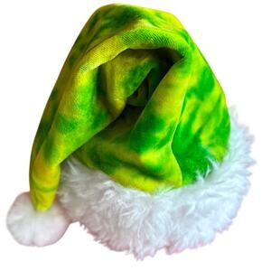 Santa Hat Handcrafted Tie-Dye Christmas Holiday Party Green Grinch Brand New